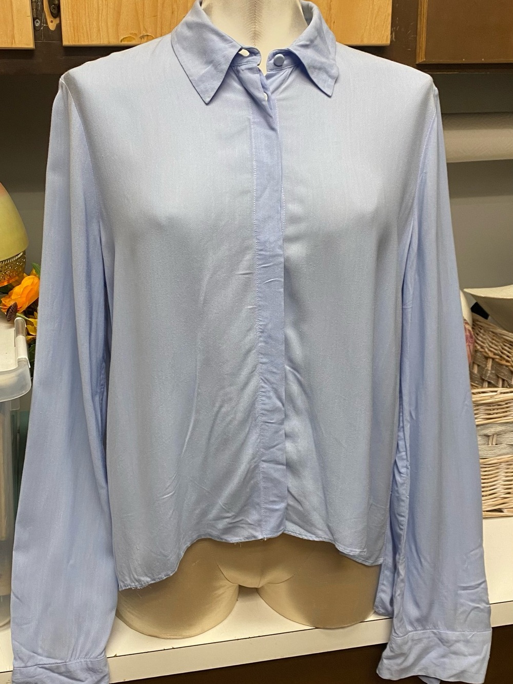 THE ROW Light Blue Women's Button-Front Shirt